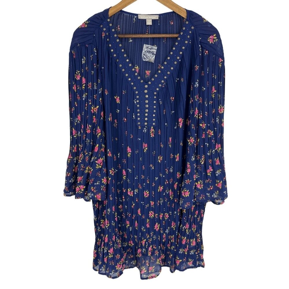 Woman Within Embellished Pleated Half Sleeve Semi Sheer Blouse Women's Size 2X